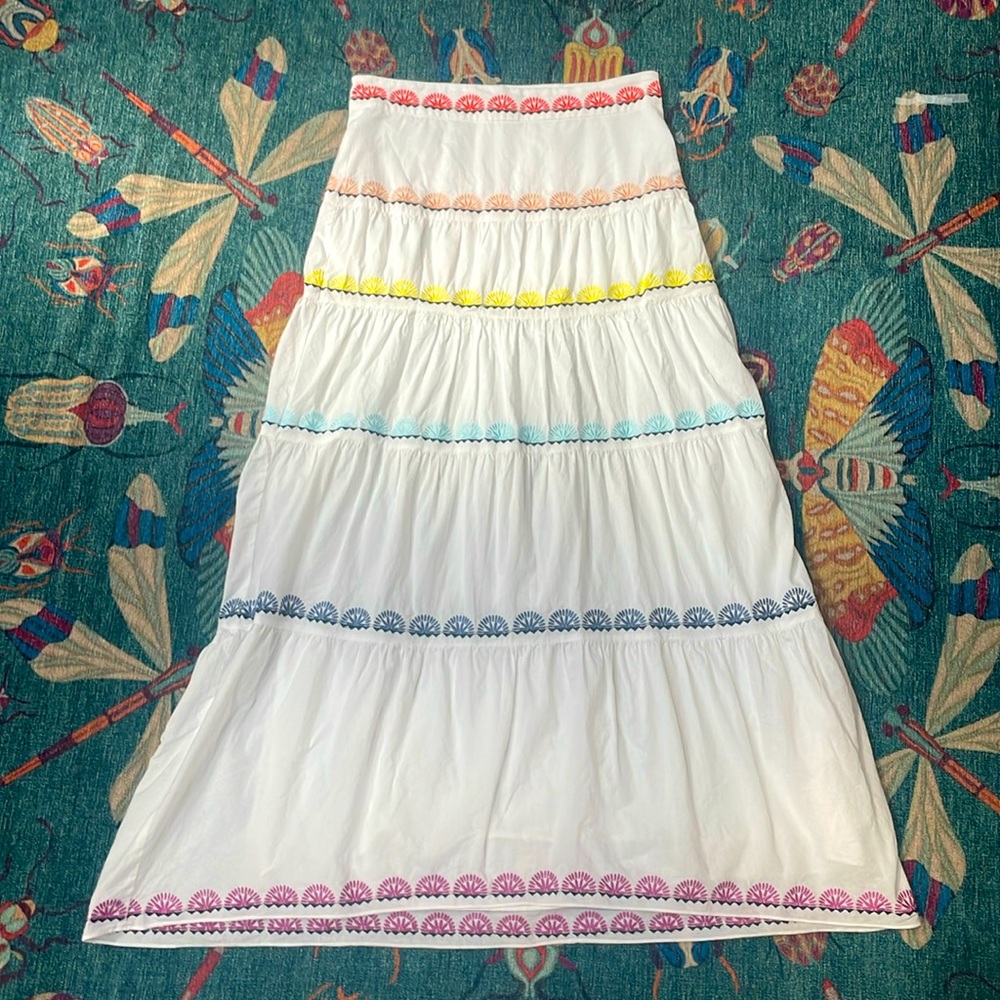 Gorgeous Marie Oliver embroidered tiered maxi rainbow skirt 2 🌈